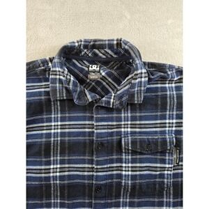 DC Shoes Flannel Shirt Mens Small Blue Plaid Long Sleeve Button Up Skate